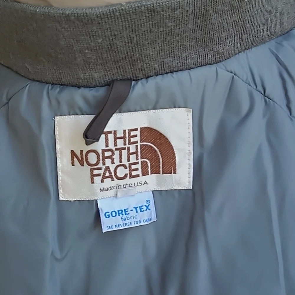 THE NORTH FACE Khaki Beige Tan Nylon Fill Gore Tex USA Mens Sz M Jacket Coat VTG
